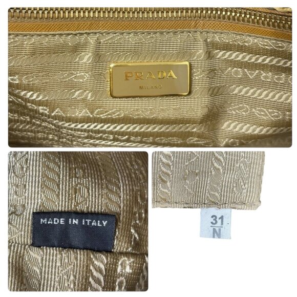 PRADA Vintage Logo Raffia Tote Bag Stripe Blue Beige Polyethylene Snap [105516] - Picture 14 of 14